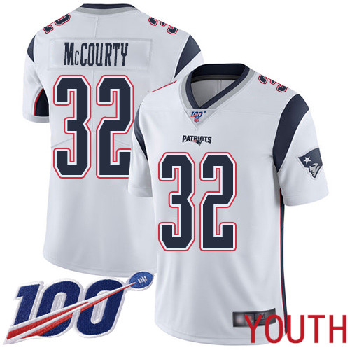 New England Patriots Football #32 100th Season Limited White Youth Devin McCourty Road NFL Jersey->new england patriots->NFL Jersey